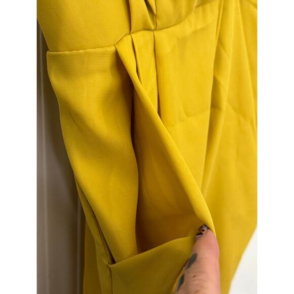 BCB GENERATION ONE SHOULDER DRESS POCKETS YELLOW WOMENS SIZE XS - Picture 2 of 5